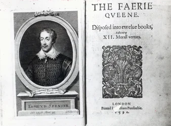 Porträt von Edmund Spenser und das Frontispiz zu seinem Gedicht 